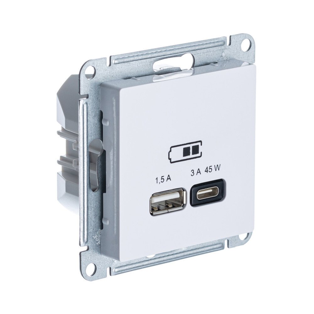 Розетка USB A+C 2-местная (1.5А и 3А) Systeme Electric (Schneider Electric) Atlas Design, лотос ATN001329