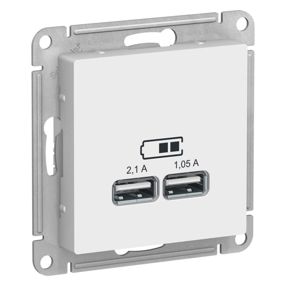 Розетка USB A+A 2-местная (2.1А и 1.05А) Systeme Electric (Schneider Electric) Atlas Design, лотос ATN001333