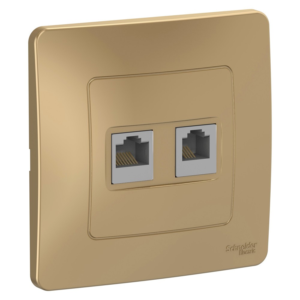 1wplwbug Блок розеток Schneider Electric BLANCA комп. RJ45 + телеф. RJ11 С/У ТИТАН — изображение 1