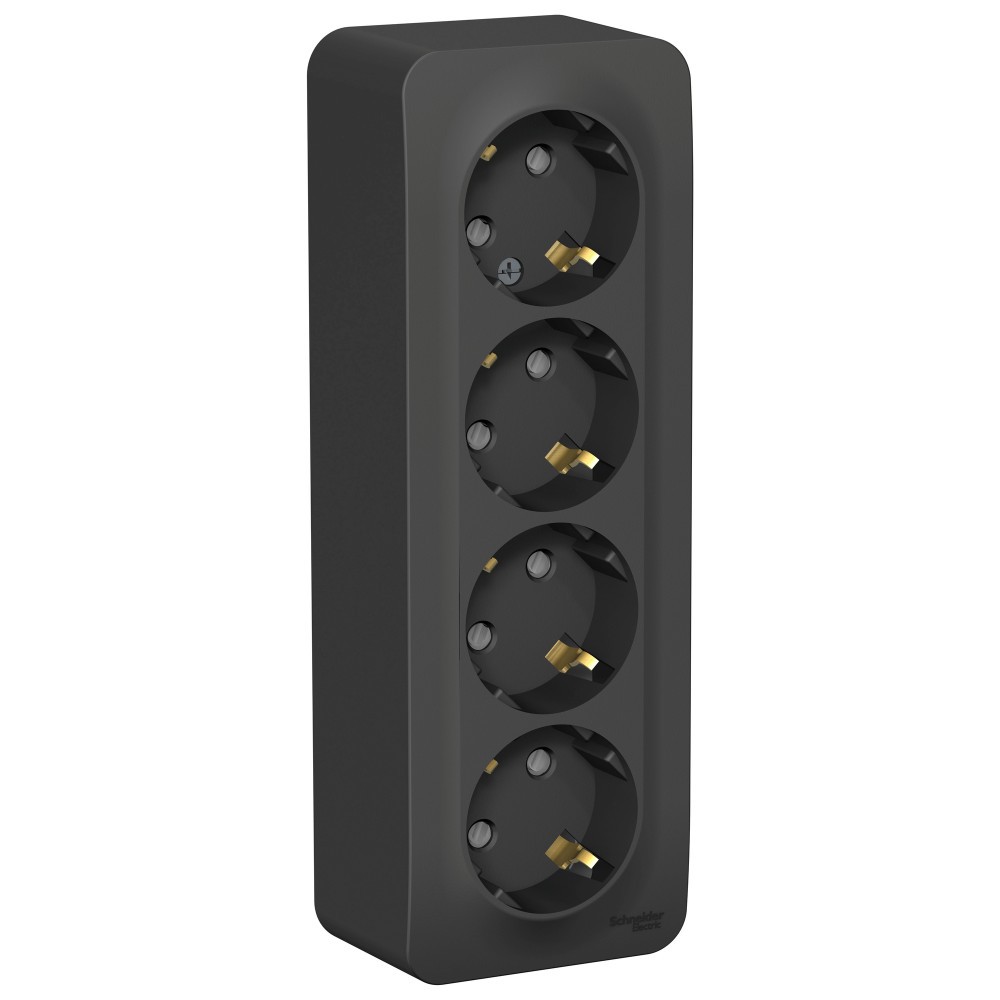 c42usx4m Розетка Schneider Electric BLANCA 3х-мест. заземл.+шторки О/У 16А/250В АНТРАЦИТ — изображение 1