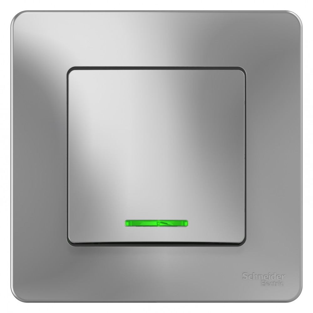 du9-wakj-1 Переключатель Schneider Electric BLANCA 1-клав. с подсвет. С/У 10АХ/250B АЛЮМИНИЙ — изображение 1