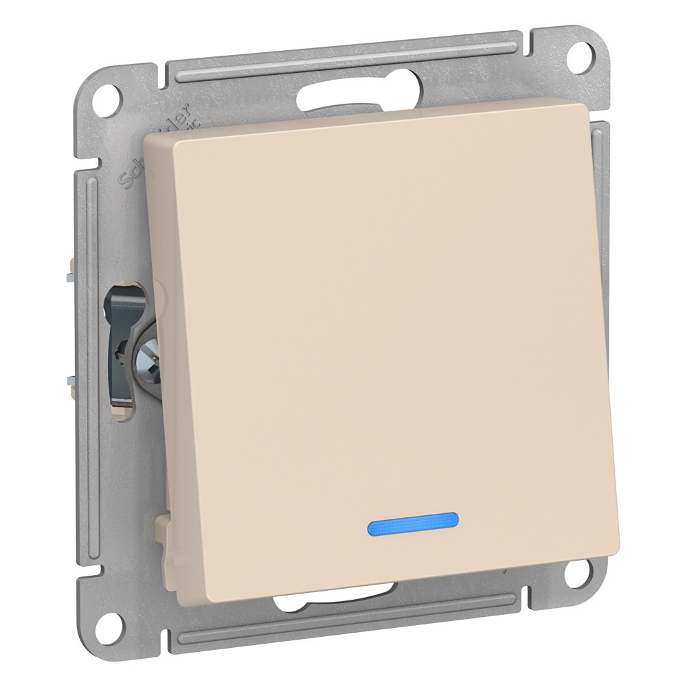 iddv0jct ATLASDESIGN 1-кл ПЕРЕКЛЮЧАТЕЛЬ с подсветкой, сх.6а, 10АХ, механизам, БЕЖЕВЫЙ — изображение 1