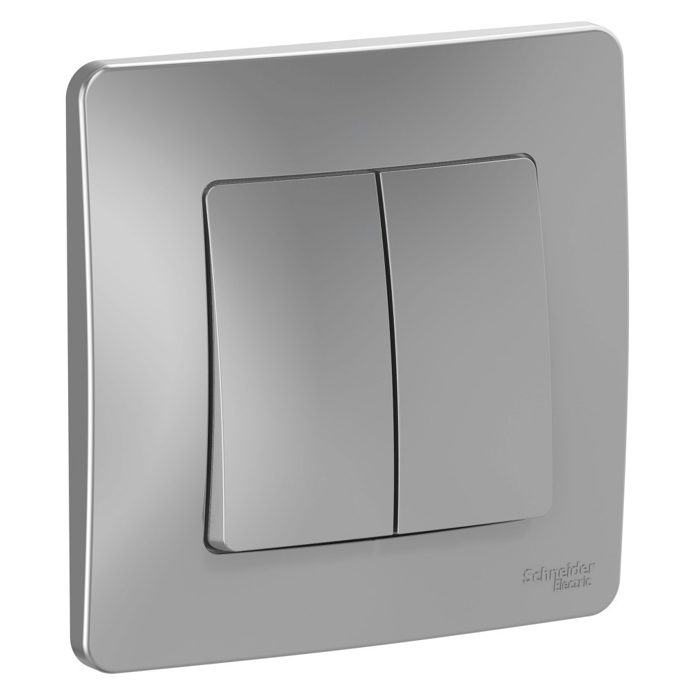 mvdbjlcq Переключатель Schneider Electric BLANCA 2х-клав. с подсвет. С/У 10АХ/250B АЛЮМИНИЙ — изображение 1