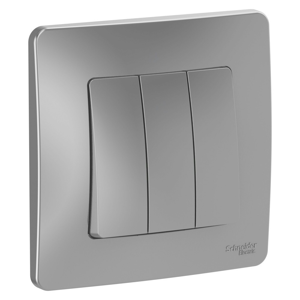 wwvjjsvo Выключатель Schneider Electric BLANCA 3х-клав. с подсвет. С/У 10АХ/250B АЛЮМИНИЙ — изображение 1