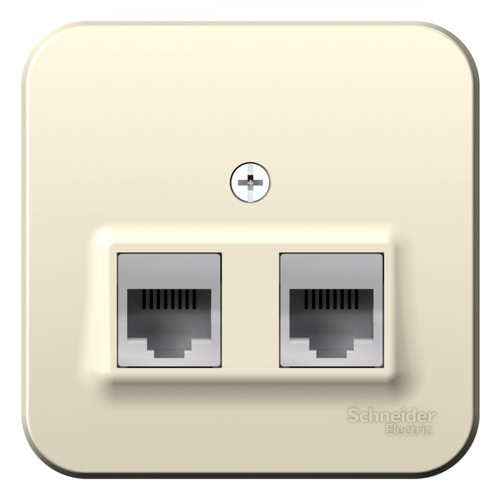x_kt-9gg Блок розеток Schneider Electric BLANCA комп. RJ45 + телеф. RJ11 О/У МОЛОЧНЫЙ — изображение 1